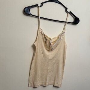 St. Michael Elegant Cream silk Lace Trim Women's Top